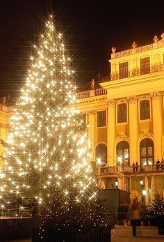 Рождественский рынок перед дворцом Шенбрунн - один из самых популярных в Вене